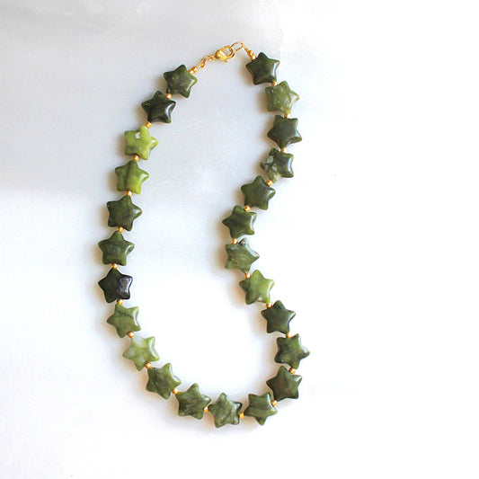 The Silver Wren - Wild Star Jade Beaded Necklace