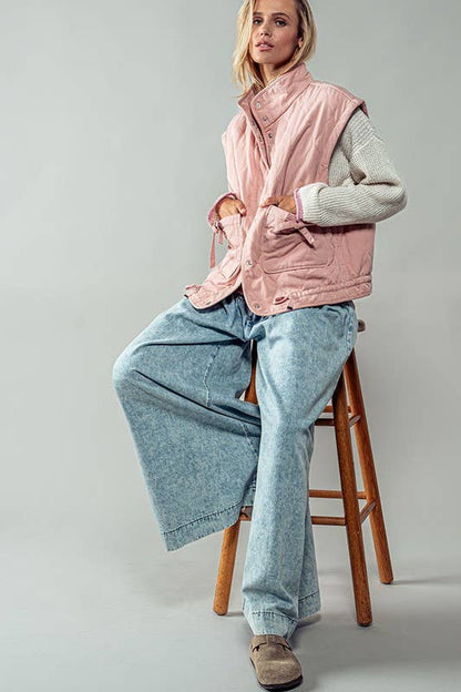 Urban Daizy - FRESH AIR QUILTED VEST : PINK / S-2/M-2/L-2