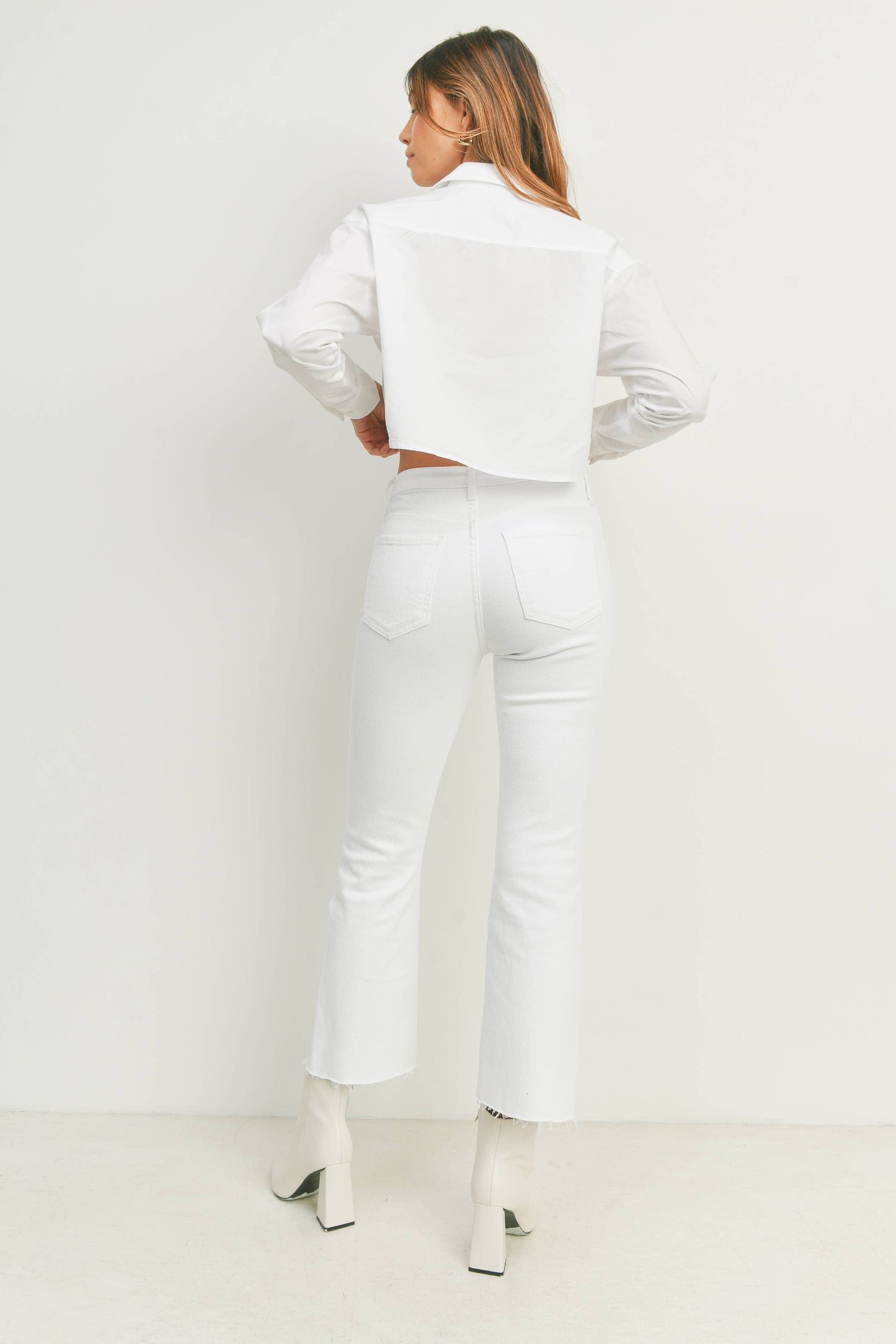 JUST BLACK DENIM - BP420J-A - WHT - Vintage Cropped Flare