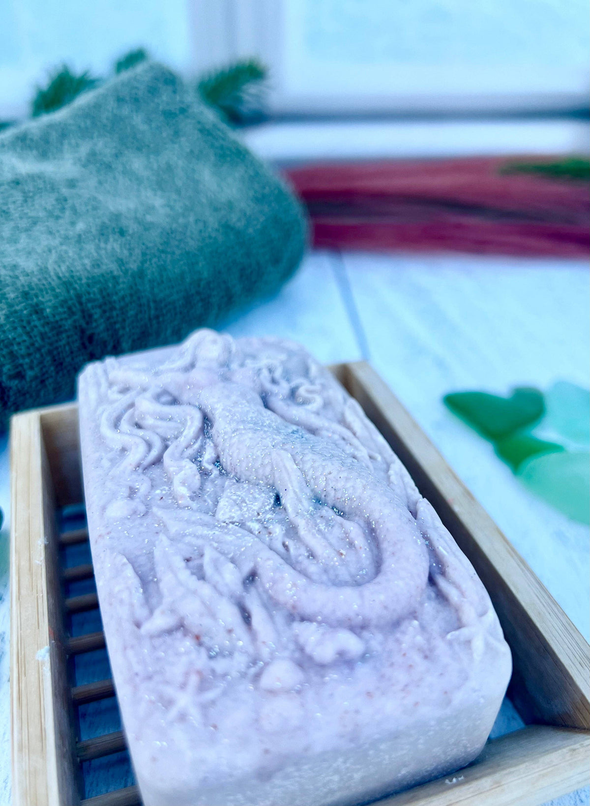 Fairyland Glade - Moon Magic Hidden Sea Glass Salt Soap Bar MADE TO ORDER