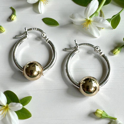 Jackie Gallagher Designs - Handmade Coastal Jewelry - Sterling Silver Ball Hoop