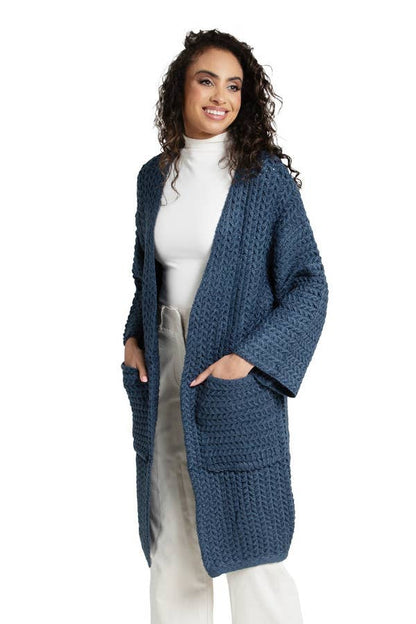 SAACHI - Long Sleeve Kimono Cable Knit Cardigan