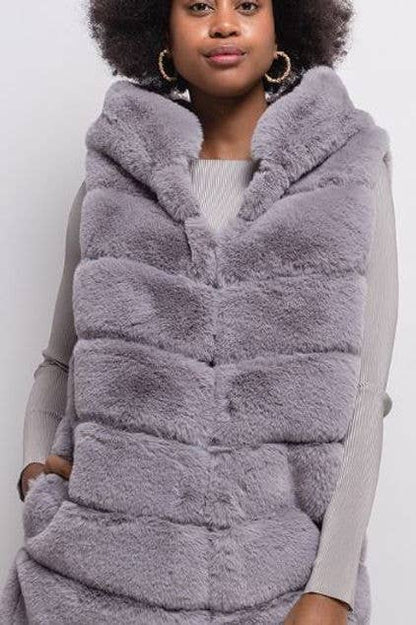 LOOWIE - 5061 Faux Fur Vest Loowie: Black