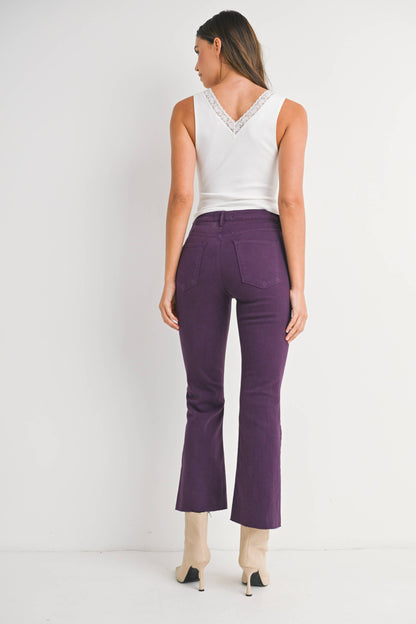 JUST BLACK DENIM - BP370J-A - PURPLE - High Rise Tonal Crop Flare