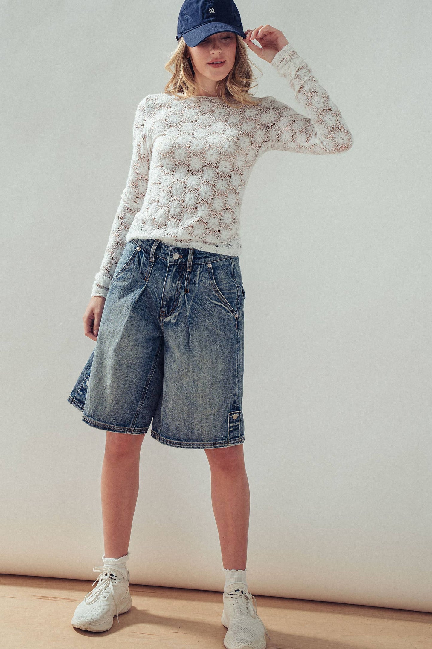 Urban Daizy - Wide-Leg Utility Denim Bermuda Shorts