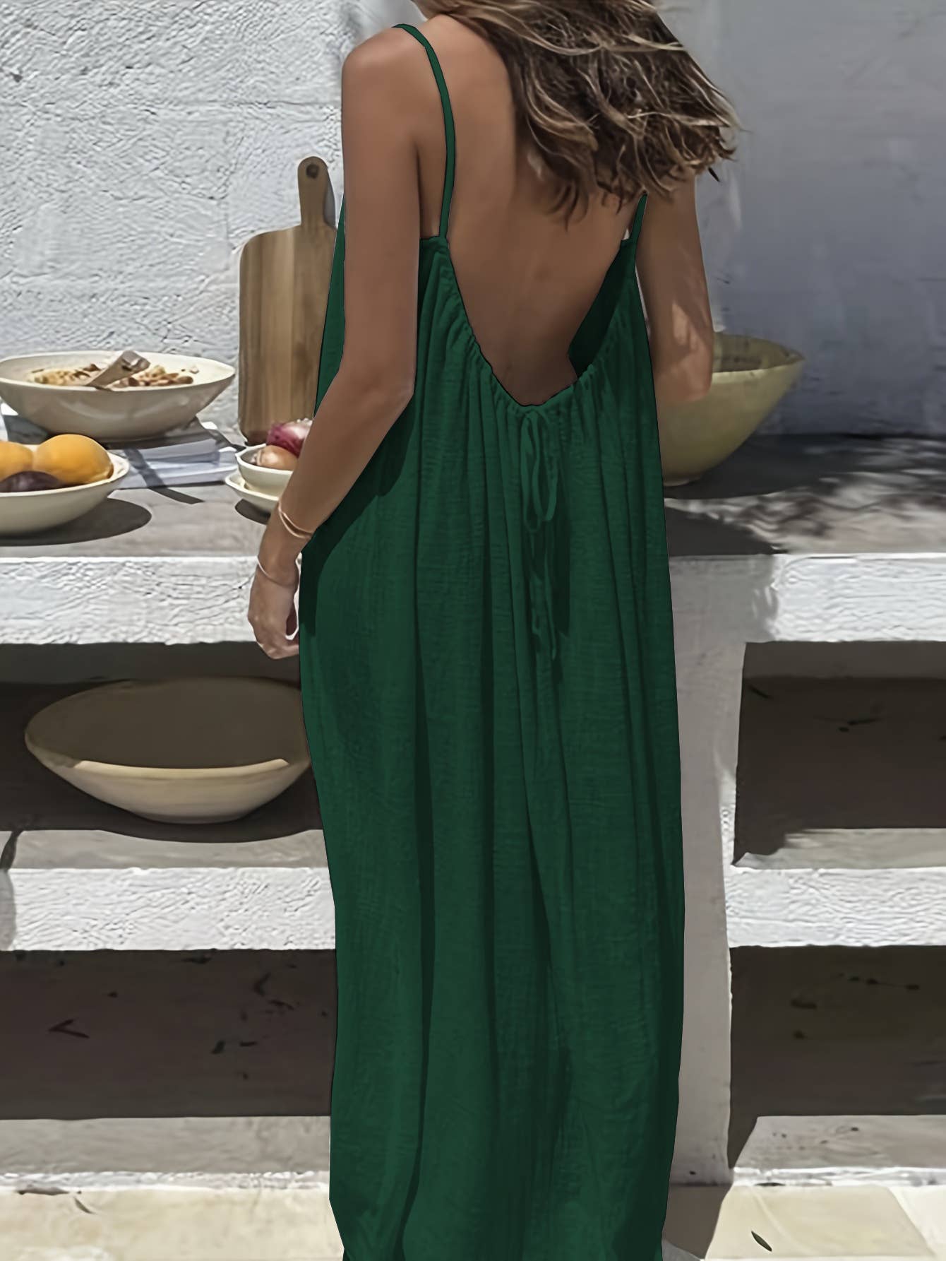 Rosa Clothing - Boho Beach Backless Tie Multi Color Cami Dress