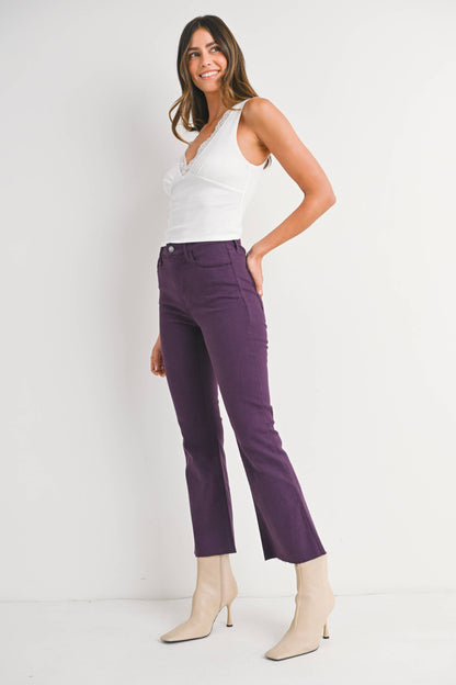 JUST BLACK DENIM - BP370J-A - PURPLE - High Rise Tonal Crop Flare