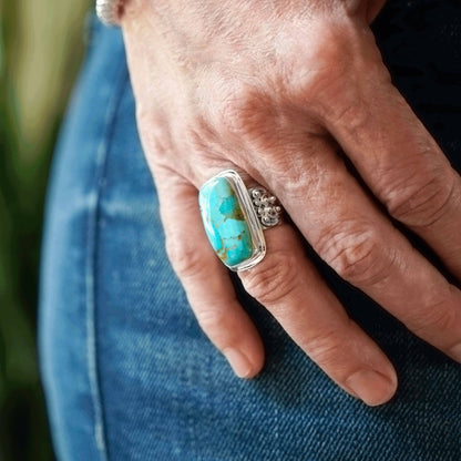 Silpada - Silpada Big Spring Compressed Mojave Turquoise  Ring, Silver: Teal / 7
