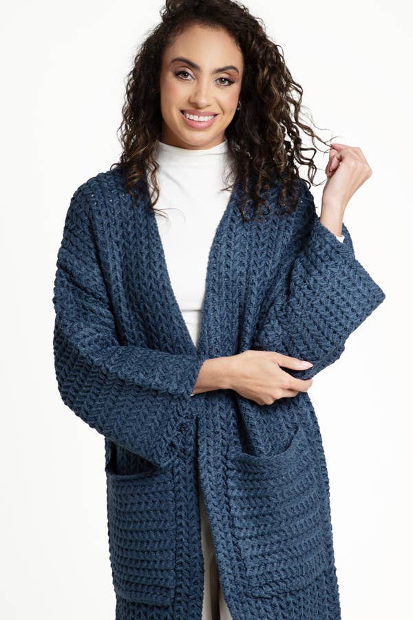 SAACHI - Long Sleeve Kimono Cable Knit Cardigan