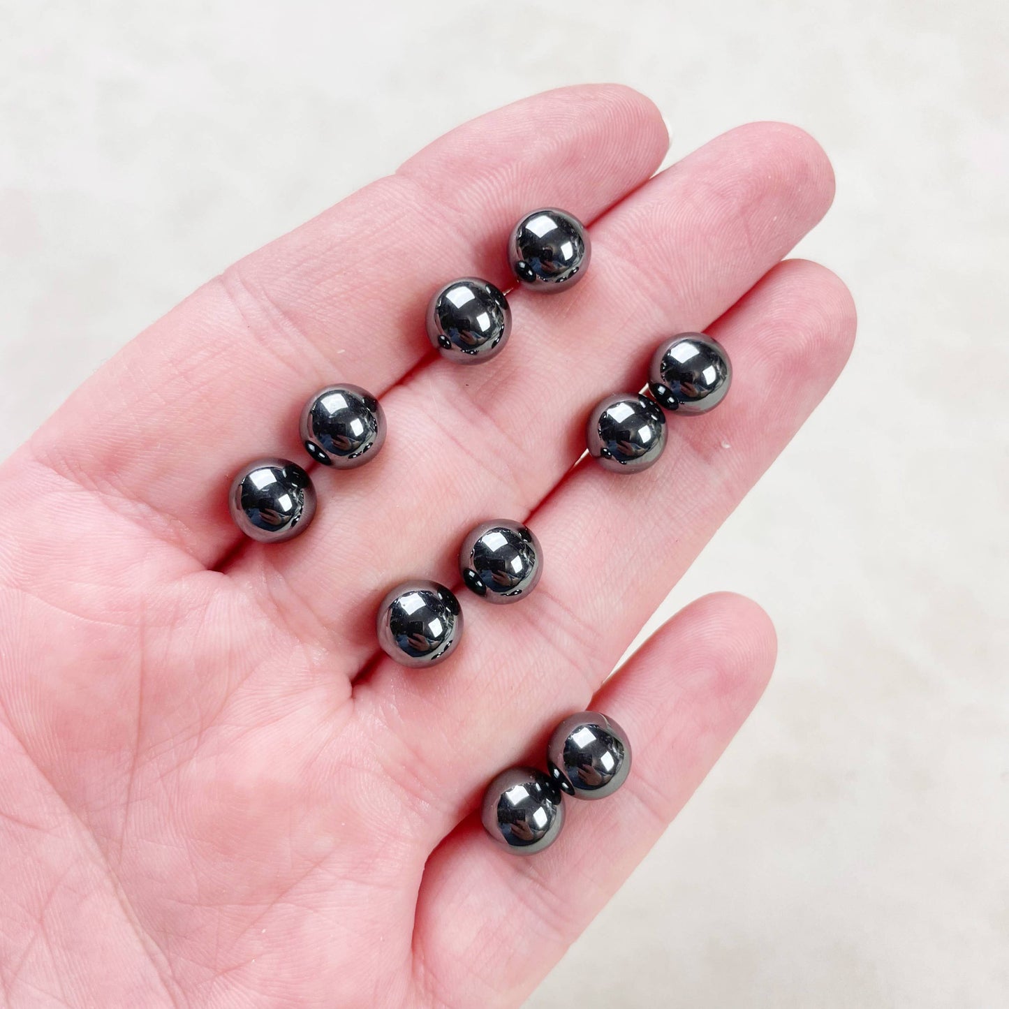 Ewelina Pas Jewelry - Silver 8mm Hematite Orb Stud Earrings