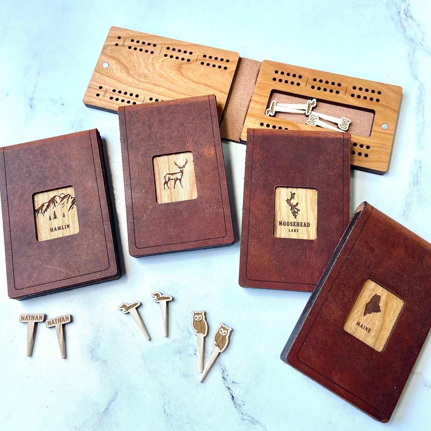 Cast & Carve - Travel Cribbage Board - Custom Design with Unique Pegs: Check Customize Box Below to Share Details for your board / No Extra Engrave Inside Board
