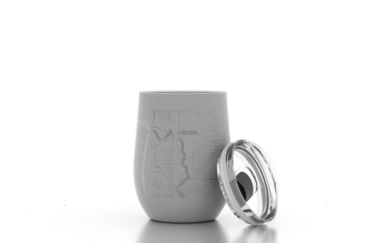 Well Told - Your Town Map 12 oz Insulated Wine Tumbler: White