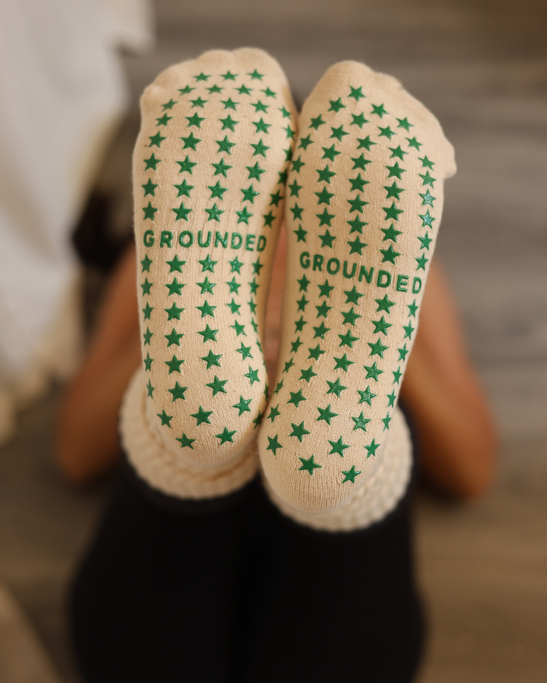 Grounded Grip Socks - Beige Scrunch Grip Socks for Pilates, Lagree, and Barre