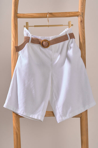 Urban Daizy - Linen Blend Belted Bermuda Shorts