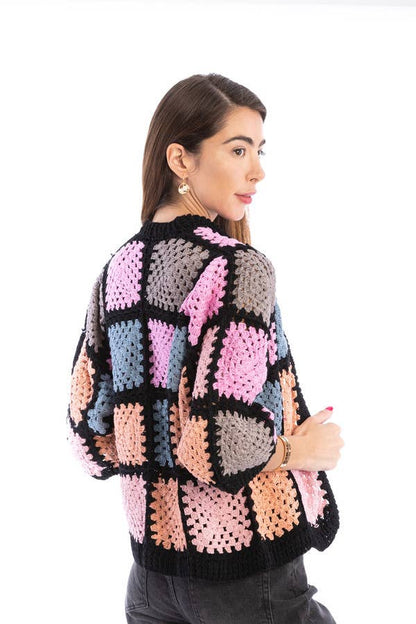 SAACHI - Modern Pastel Crochet Squared Short Jacket