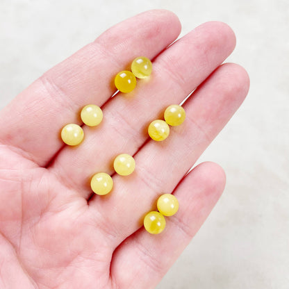 Ewelina Pas Jewelry - Silver 6mm Yellow Amber Orb Stud Earrings