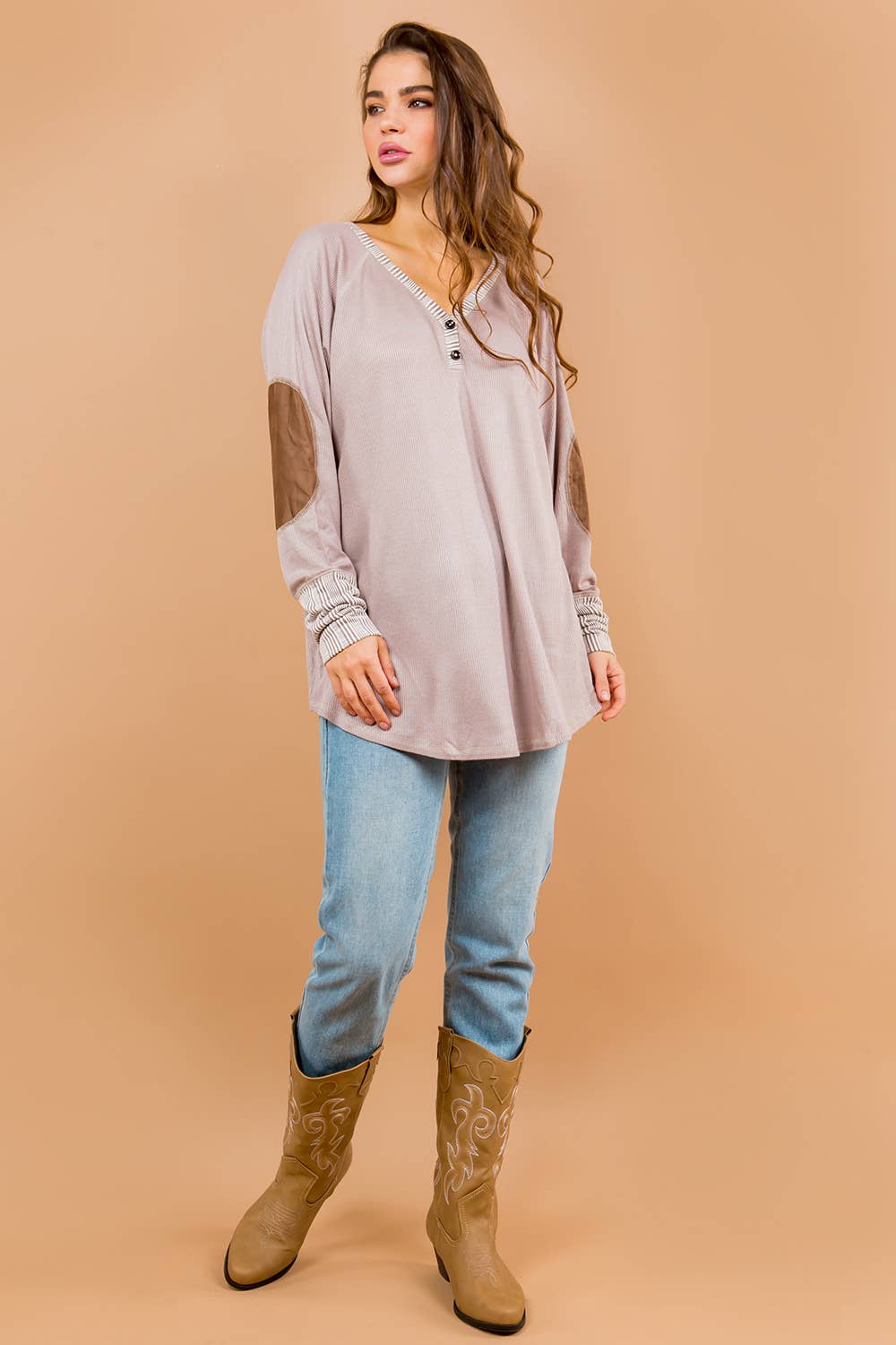 Orange Farm Clothing - Oversized Elbow Patch Tunic-2 Colors: BLACK / SMALL