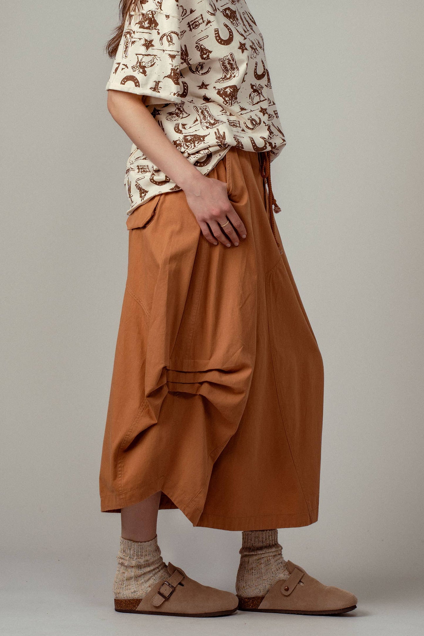 Urban Daizy - Balloon Hem Drawstring Maxi Skirt