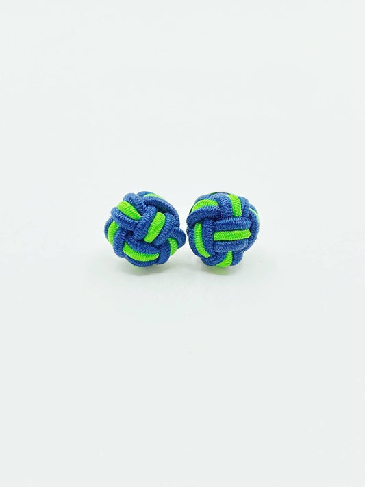 Patsy Kane | Nautical - Monkey Fist Earrings - Nylon: Classic navy & port green twist