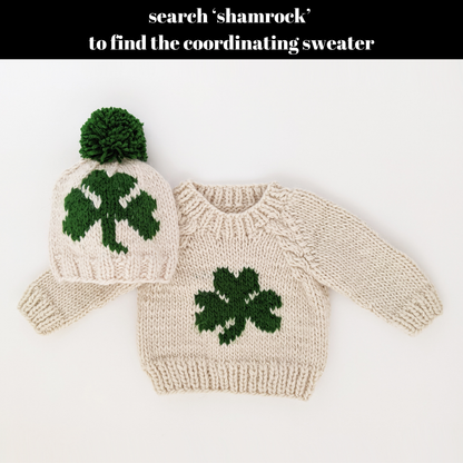 Huggalugs - Shamrock St. Patrick's Day Hand Knit Beanie Hat Baby & Kids