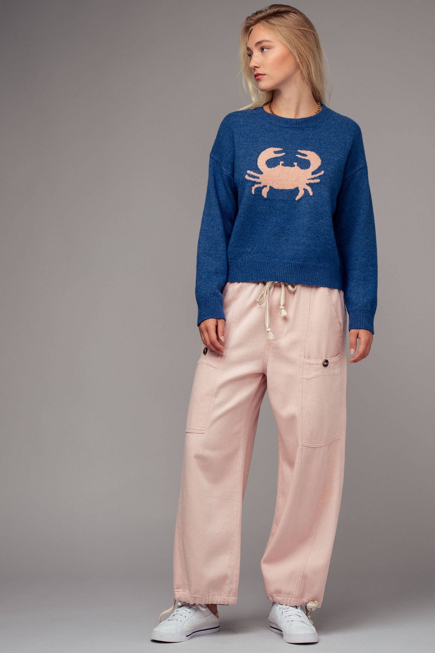 Urban Daizy - Crab Graphic Relaxed Knit Sweater