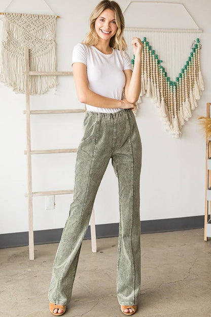 Oli&Hali - WASHED CORDUROY BOOTCUT PANTS - JP0082: CAMEL / M
