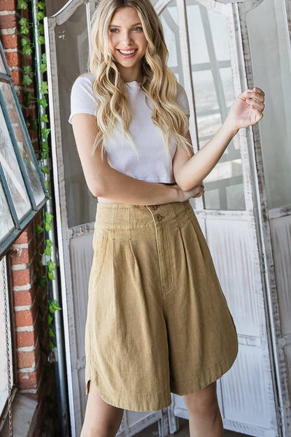 Oli&Hali - MINERAL WASHED BERMUDA SHORTS: WASHED MUSTARD / S