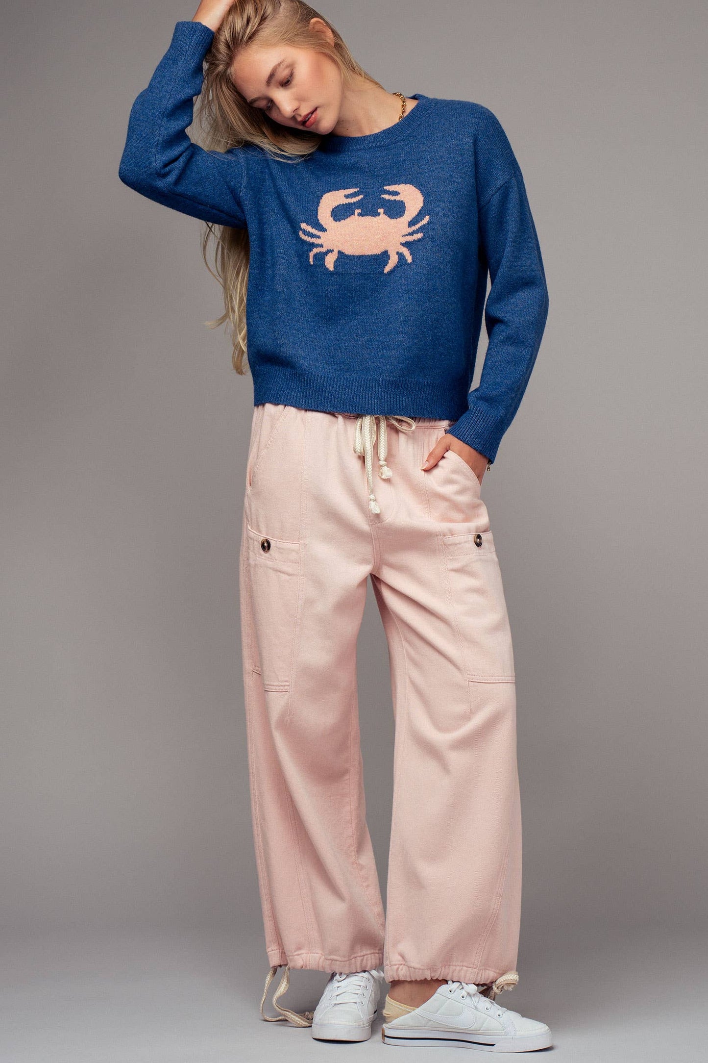 Urban Daizy - Crab Graphic Relaxed Knit Sweater