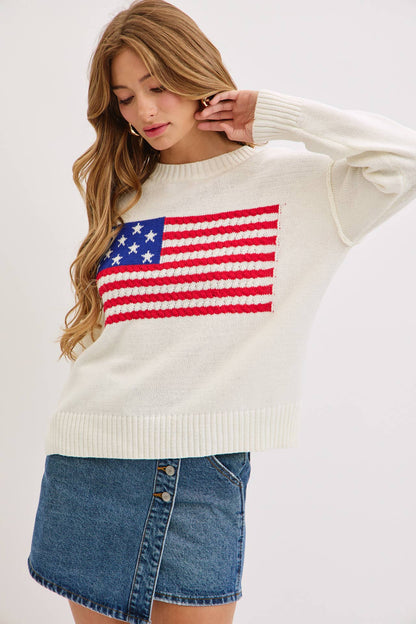 Sweet Lovely by Jen - AMERICAN FLAG SWEATER TOP