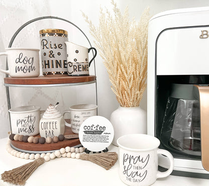 Gia Roma - Neutral Coffee Bar Decor, Ceramic Coffee Mugs With Quotes: Strong Woman