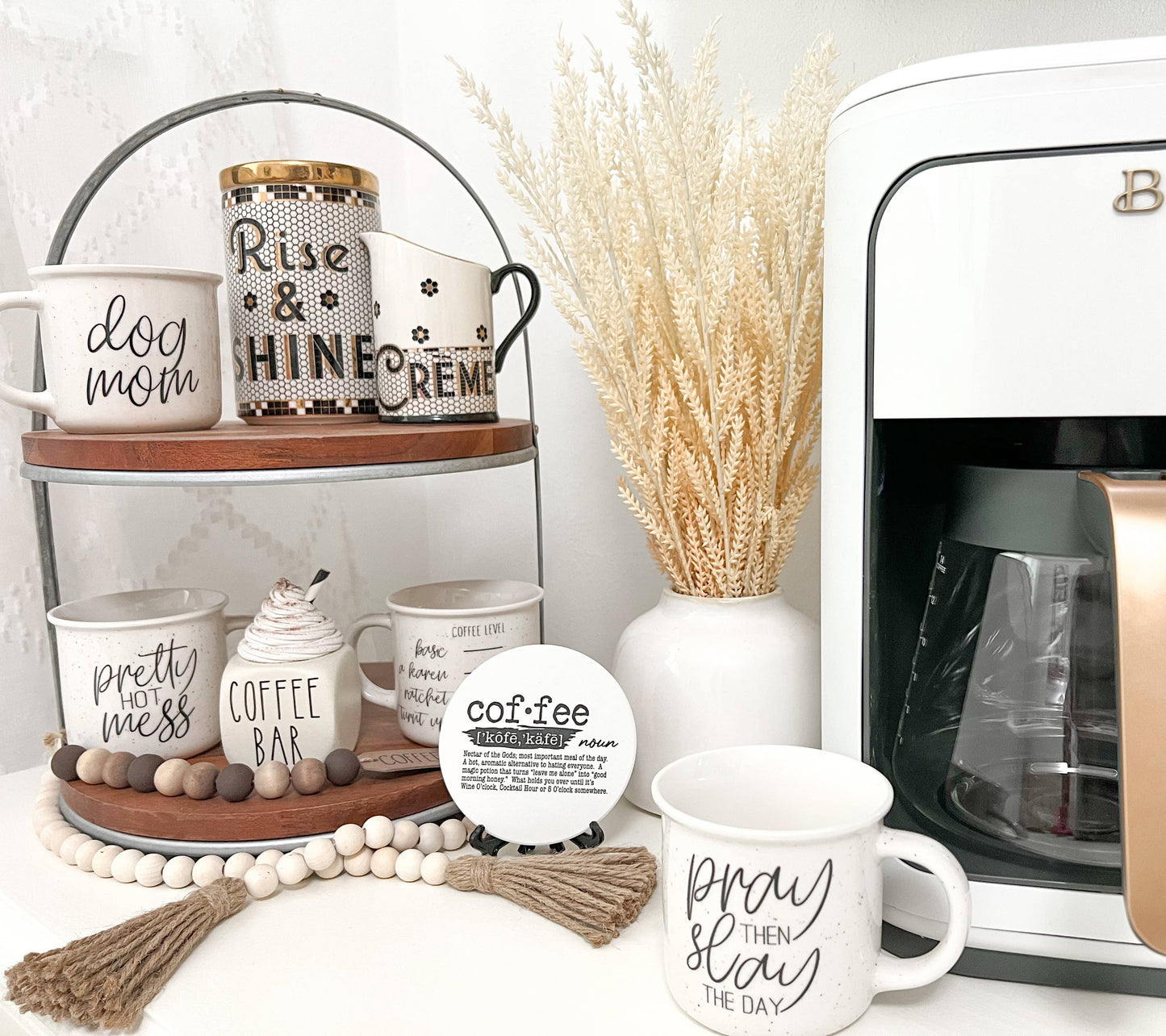 Gia Roma - Neutral Coffee Bar Decor, Ceramic Coffee Mugs With Quotes: F'n Sunshine