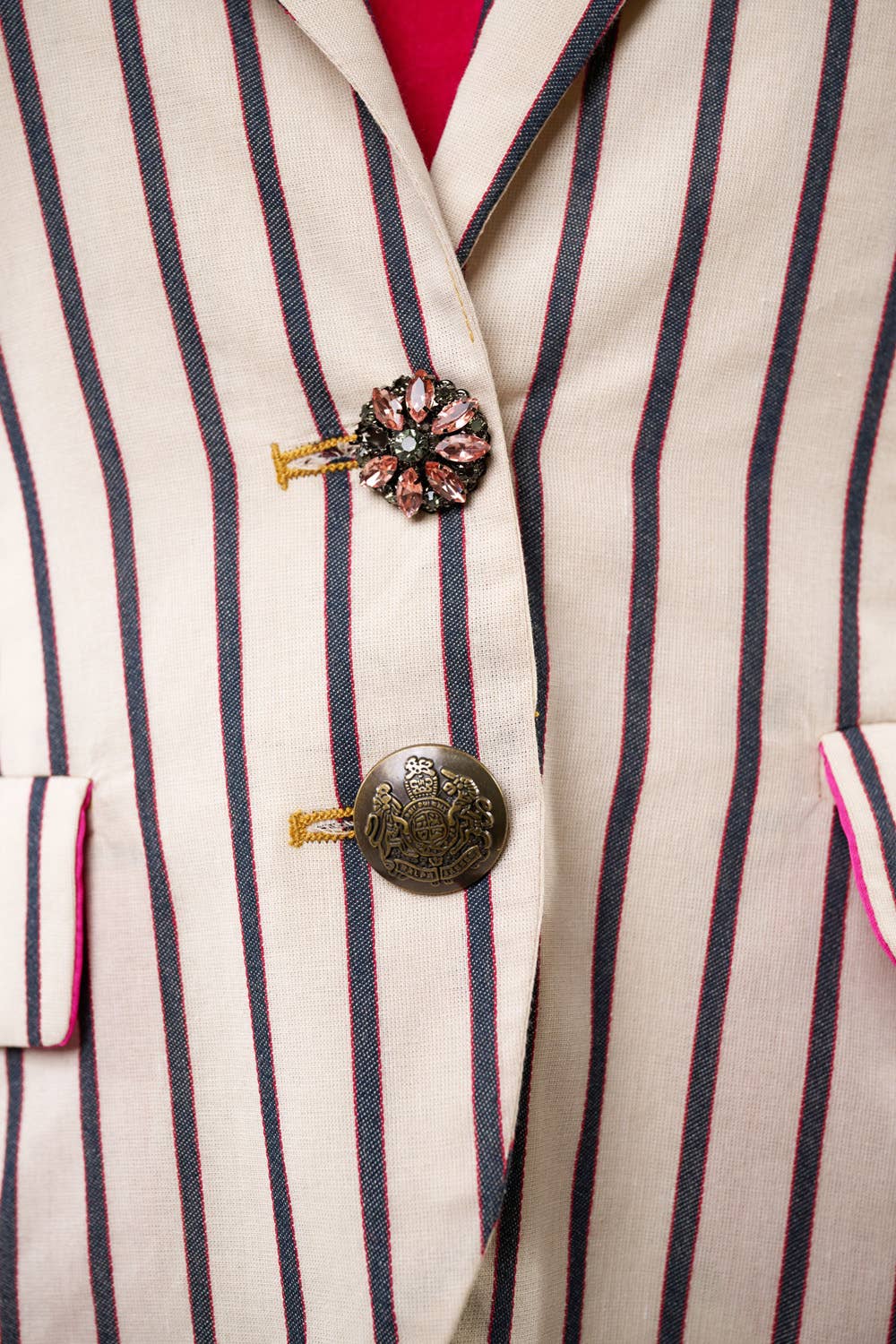 Aratta - Derby Princess Stripe Blazer: Cream Stripes / L