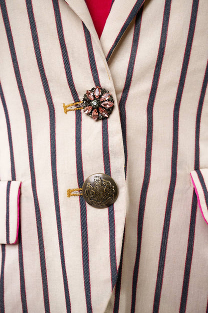 Aratta - Derby Princess Stripe Blazer: Cream Stripes / S