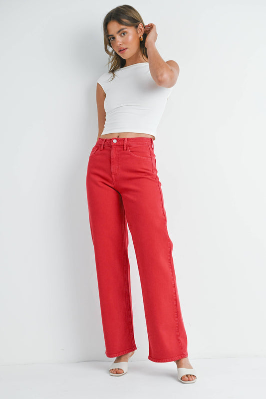 JUST BLACK DENIM - BP453J - VINTAGE RED - Relaxed Wide Leg
