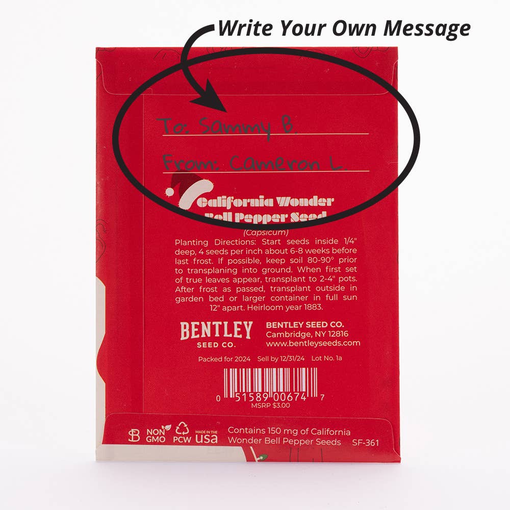 Bentley Seed Co. - ‌Jingle Bell Rock Gift Tag Card - Bell Pepper Seed Packets
