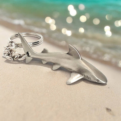 Big Blue by Roland St John - Reef Shark Keychain,  Shark Key Ring, Gifts for Scuba Divers