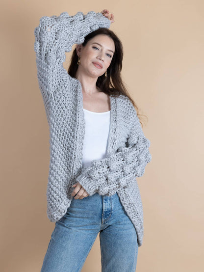 SAACHI - Bauble Sleeve Knit Cardigan Kimono: Pink