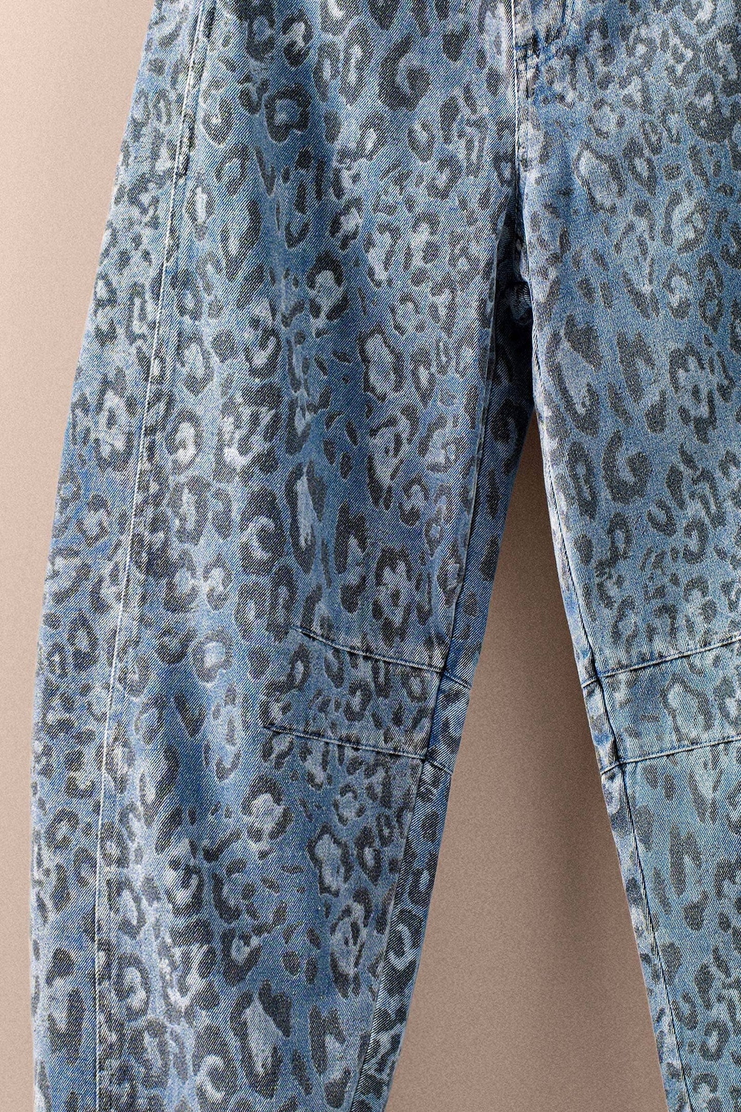 Urban Daizy - Leopard Print Relaxed Straight Denim Pants