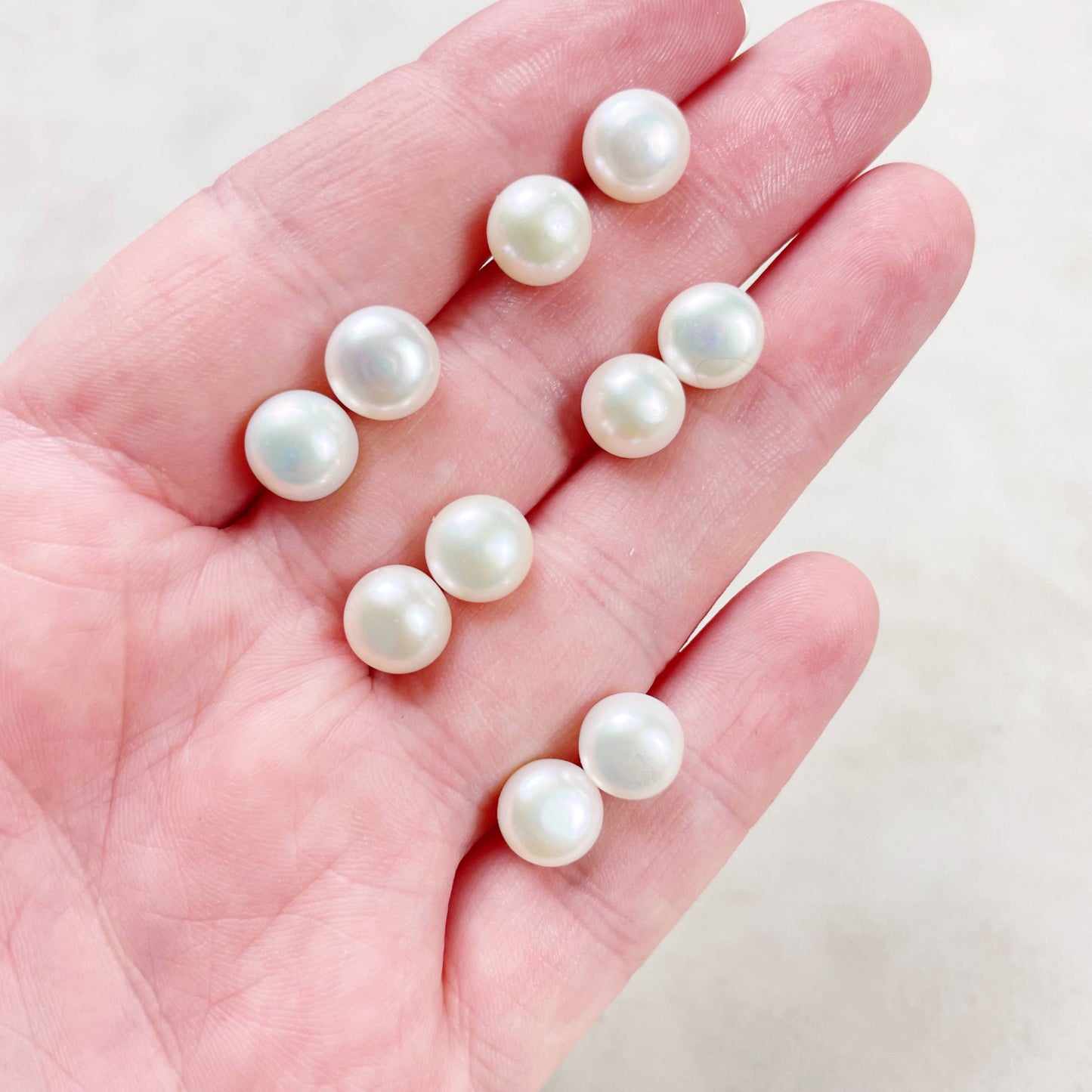 Ewelina Pas Jewelry - Silver 8mm Freshwater Pearl Orb Stud Earrings