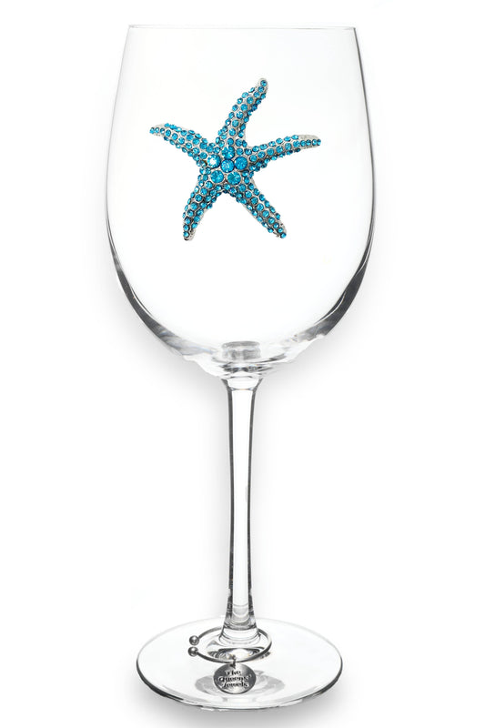 The Queens' Jewels® - Blue Starfish Jeweled Stemmed Wine Glass