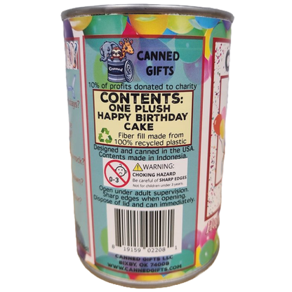 Canned Gifts - Canned Cake | Happy Birthday to You Gift | Plush B-day Cake