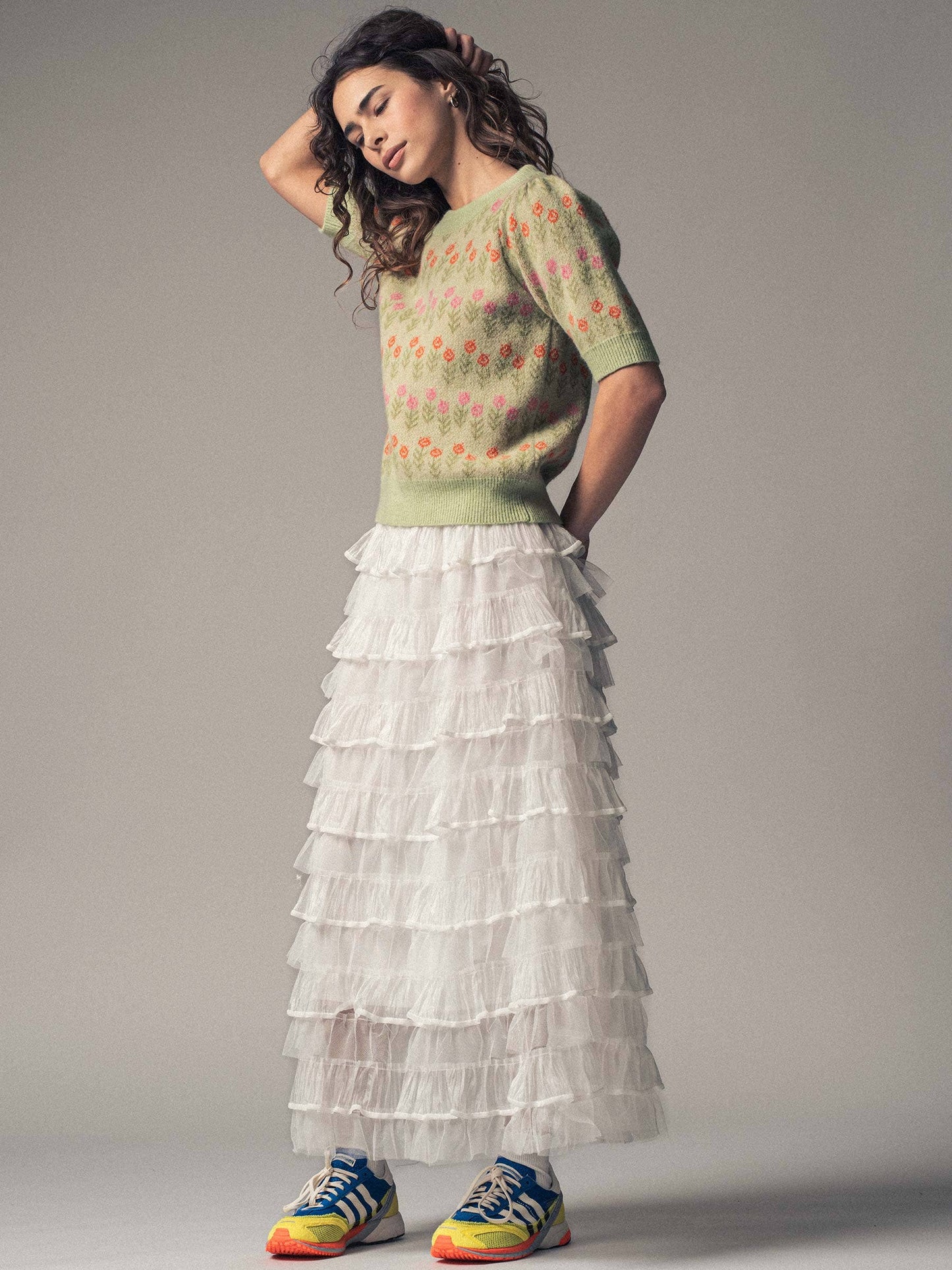 Urban Daizy - Clear Tulle Layered Ruffle Maxi Skirt