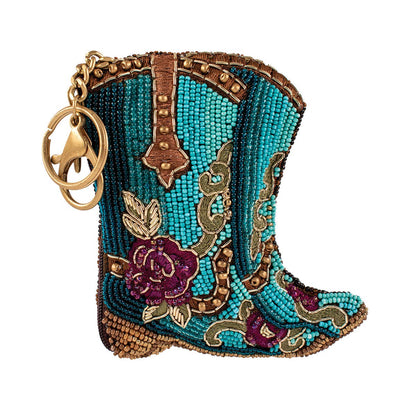 Mary Frances Accessories - Kickin' Around Beaded Cowboy Boots Coin Purse/Key Fob