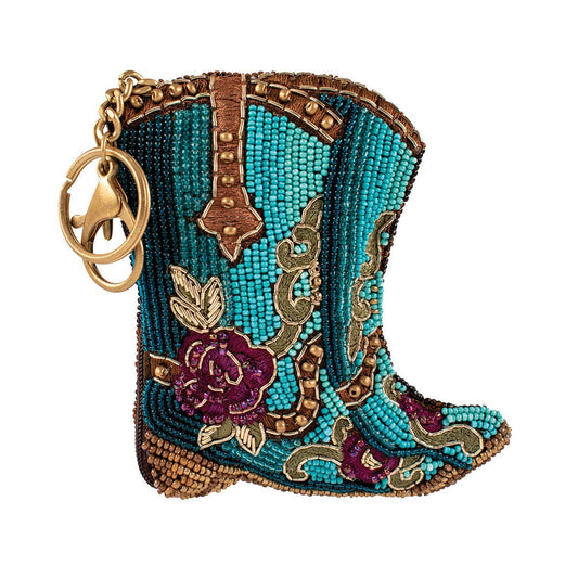 Mary Frances Accessories - Kickin' Around Beaded Cowboy Boots Coin Purse/Key Fob