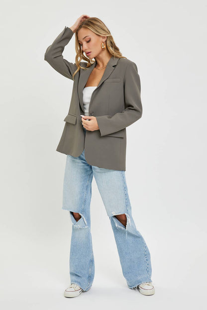 SW1553 OVERSIZED JACKET/BLAZER: BLACK / S