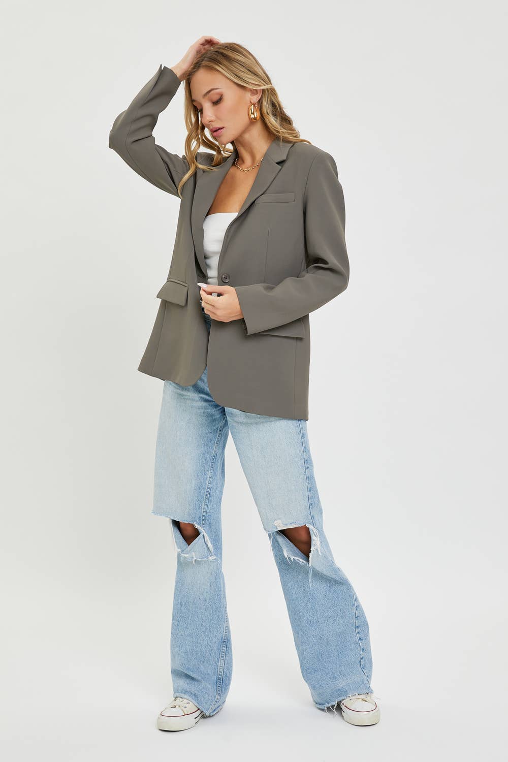 SW1553 OVERSIZED JACKET/BLAZER: BLACK / L