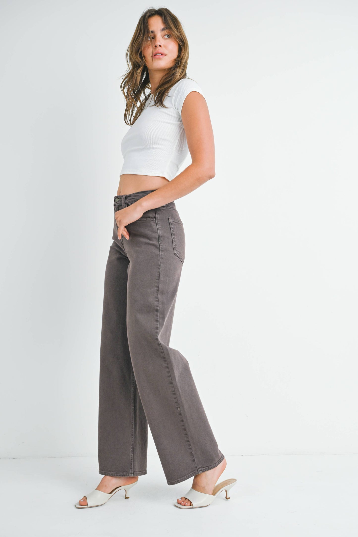 JUST BLACK DENIM - BP453J - VINTAGE BRWN - Relaxed Wide Leg
