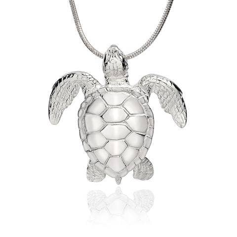 Big Blue by Roland St John - Green Turtle Sterling Silver: 18"