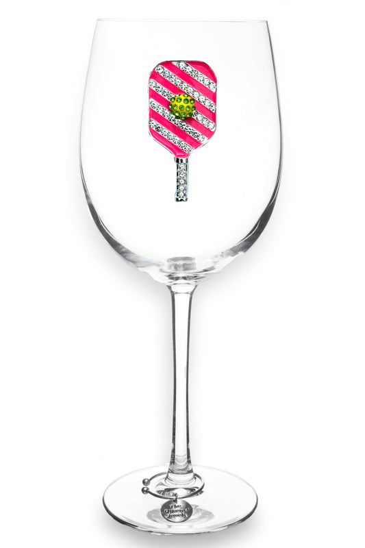 The Queens' Jewels® - Pickleball Jeweled Stemmed Wine Glass
