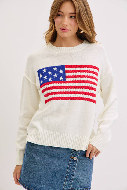 Sweet Lovely by Jen - AMERICAN FLAG SWEATER TOP